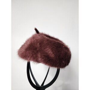 Bronte burgundy red beret hat OS